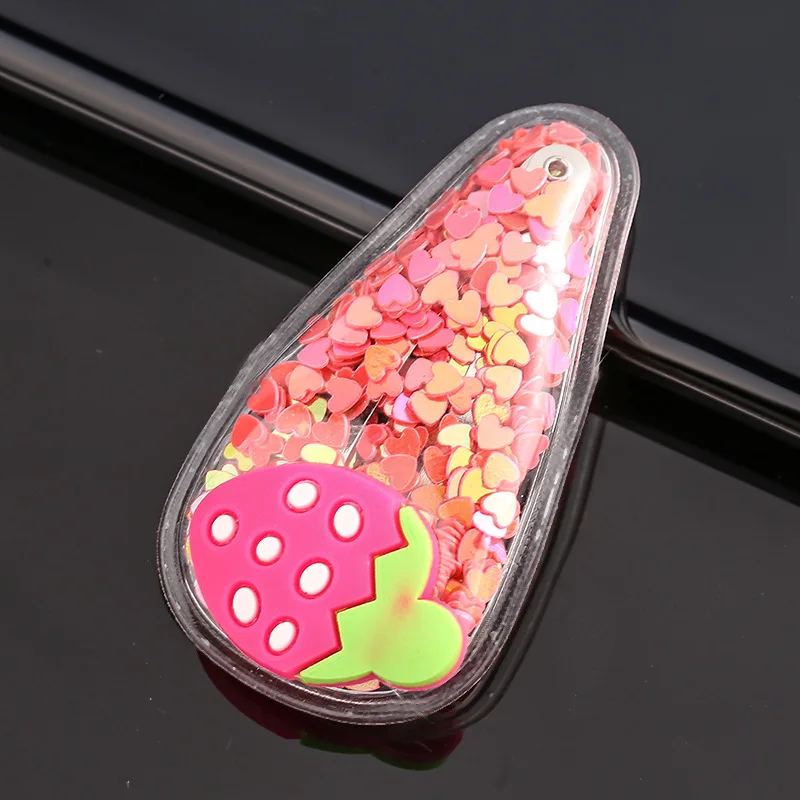 20 Pcs New Hot Fruit Transparent Cartoon Baby Hair Clips Sequin HairPins Boutique Strawberry Colorful Lemon Children Barrett - Цвет: 4