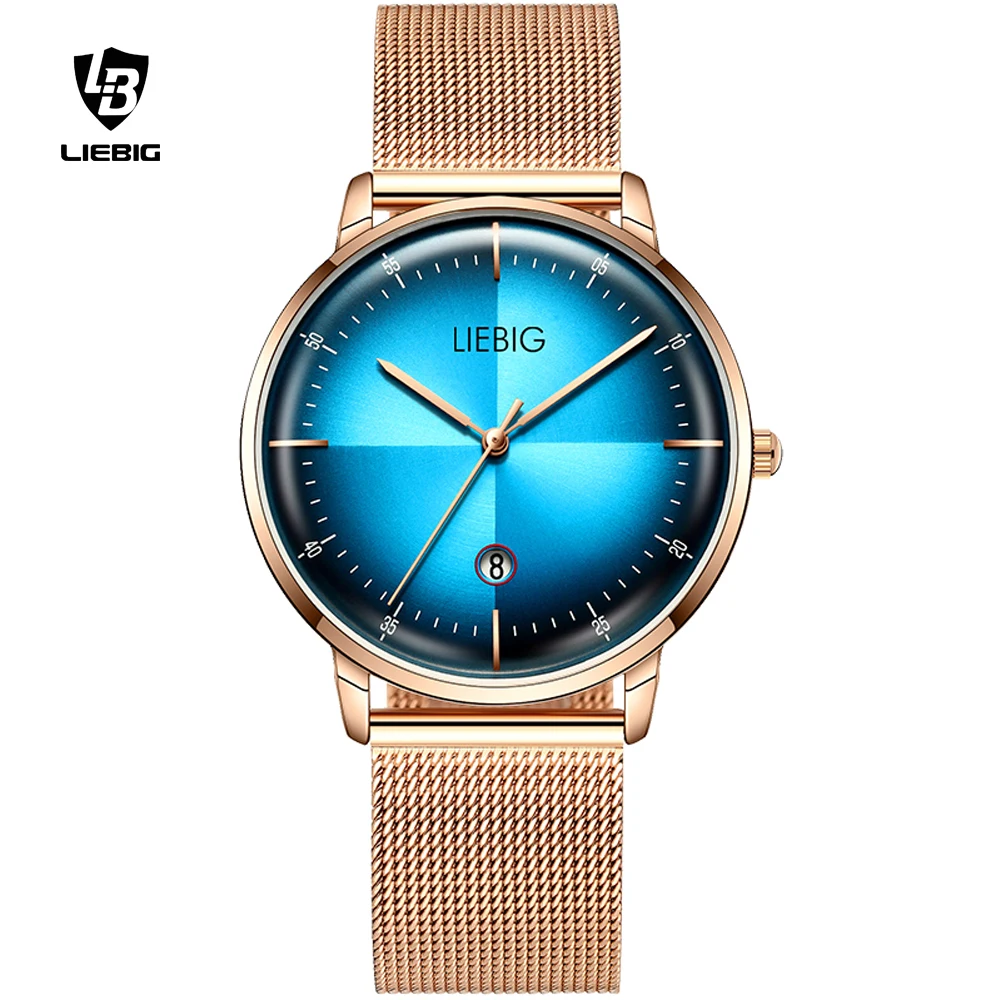 

LIEBIG Fashion Luxury Men's Watch Waterproof Steel Strap Wristwatches Elegant Luxury Watches Mesh Simple Watch For Men Boys