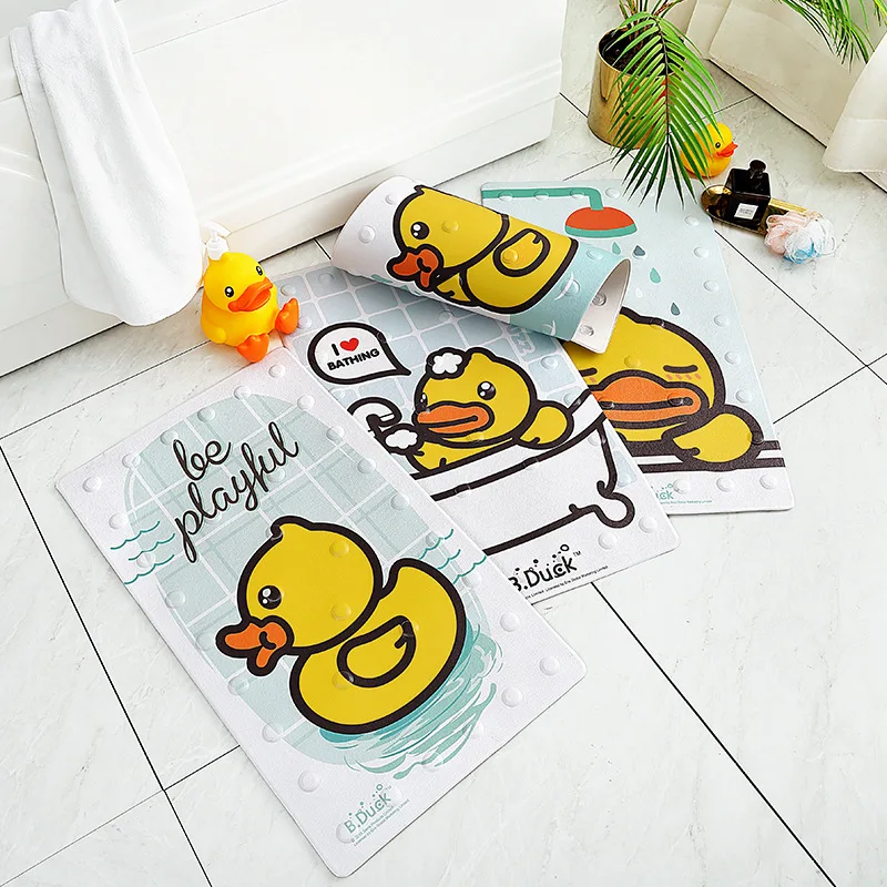 Натуральная маленькая Желтая утка бытовой туалет коврик мультфильм Бытовая ванная душевая TPR Противоскользящий коврик с присосками