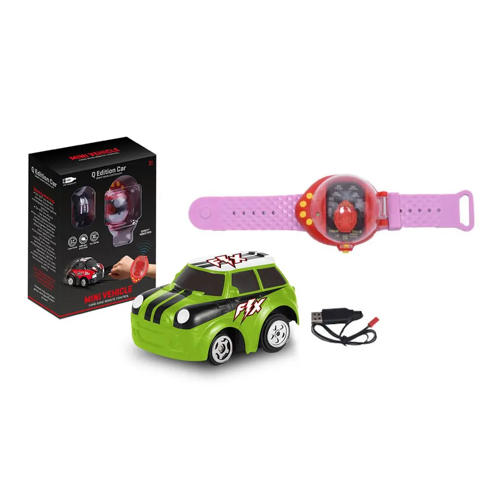 

Mini Cartoon Watch Remote Control Car RC Vehicle Four-way Remote Control Car with Gravity Sensor Electric Children's Car Toys