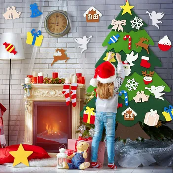 

DIY Felt Christmas Xmas Tree Ornaments with MERRY CHRISTMAS Bunting Banner for Wall Hanging Home Party Christmas Xmas Decoration