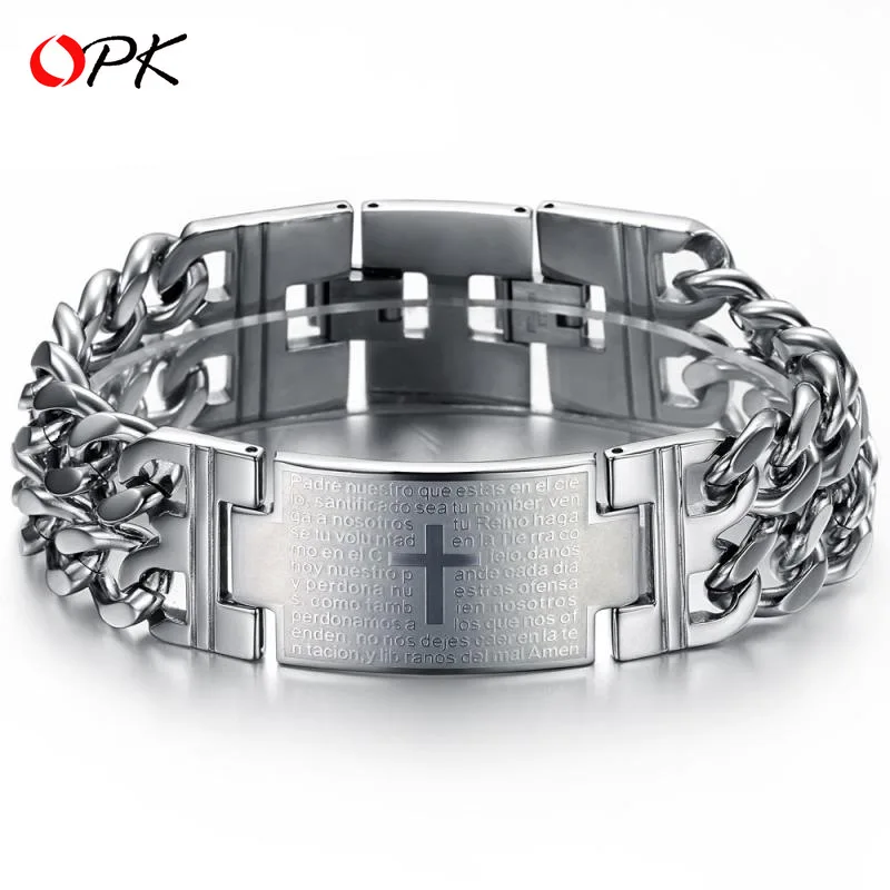 OPK Высококачественный Браслет, модные ювелирные изделия, классический мужской браслет из титана и стали