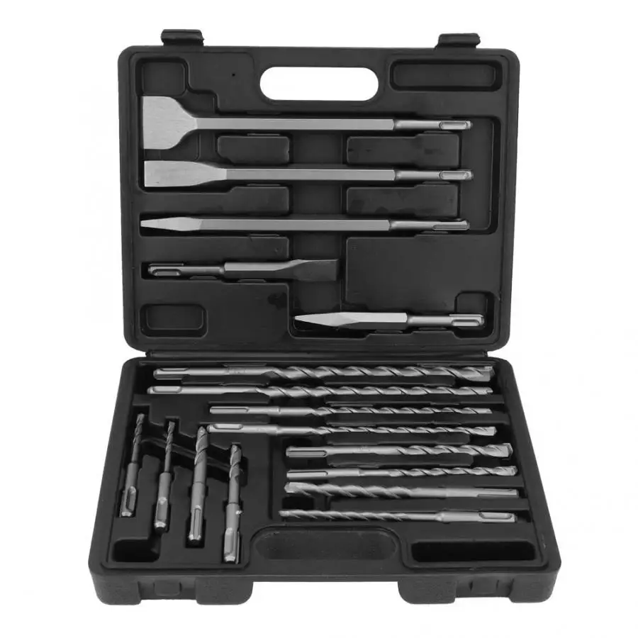 

17pcs SDS Plus Hammer Bits Drill Bit & Chisel Set Concrete Drilling Grooving Tool