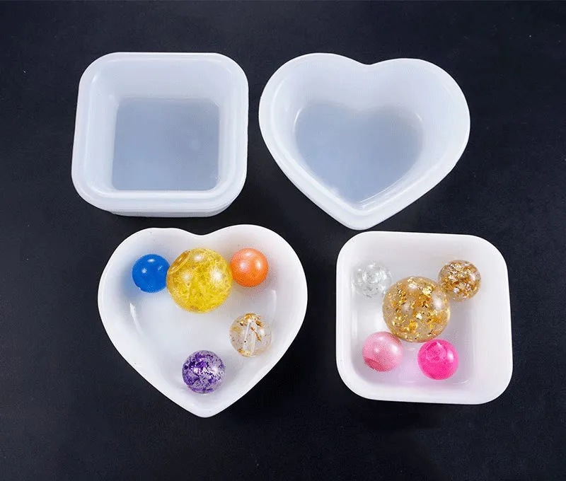 DIY Crystal Epoxy Resin Mold Love Square Silicone Disc Swing Mold Container Mold Storage Box Molds Jewelry Making Tools
