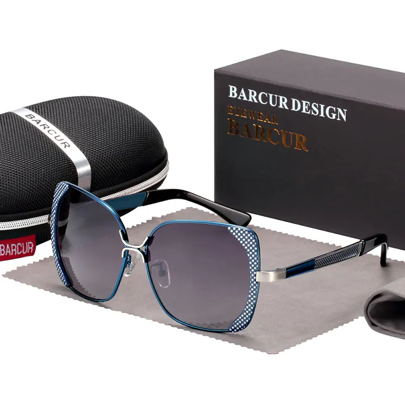 Blue Polarized BARCUR Роскошные брендовые поляризованные женские очки от солнца - Цвет линз: Blue Polarized