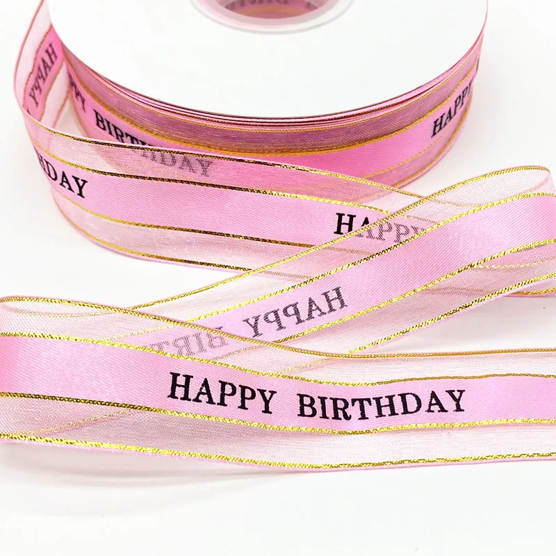 5-10 Meter Happy Birthday Ribbon Gift Wrapping for Bow Tapes Party Cake  Flowers Christmas Decoration Accessories Craft Width 2cm