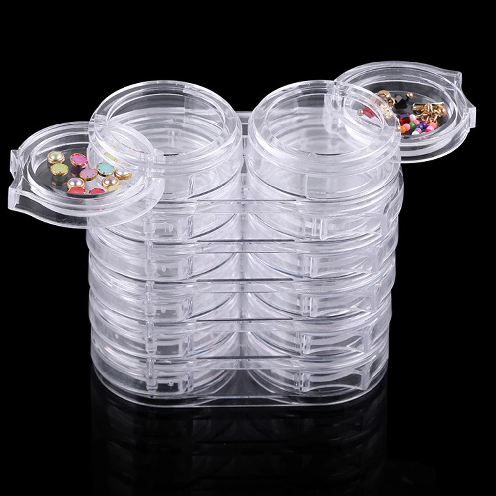 

BQAN 6 Layer 12 Grid Nail Art Tools Powder Rhinestone Empty Storage Pot Box Case Removable Plastic Nail Art Organizer Tool