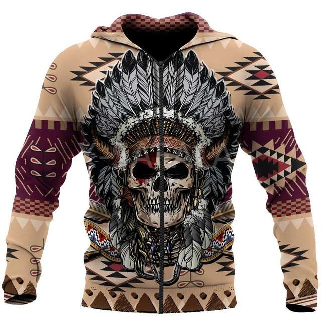 INDIAN SKULL THEMED 3D HOODIE