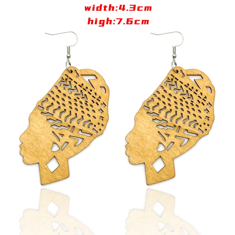 Somesoor Jewelry 2021 New Pattern Laser Cutting African Female Head Wooden Afro Dangle Earrings For Women 5 Somesoor Jewelry 2021 New Pattern Laser Cutting African Female Head Wooden Afro Dangle Earrings For Women