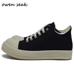 Owen Seak Men Women Casual Canvas Shoes Jumbo Lace Up Low Top Sneakers Luxury Loafers Spring Autumn Flats Black Shoes