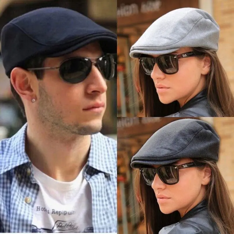 Beret Hat Men's Spring Autumn Beret Male Horn Korean Retro Solid Peaked Cap Forward Hat For Women Protection Elasticity Peaky Blinders D13