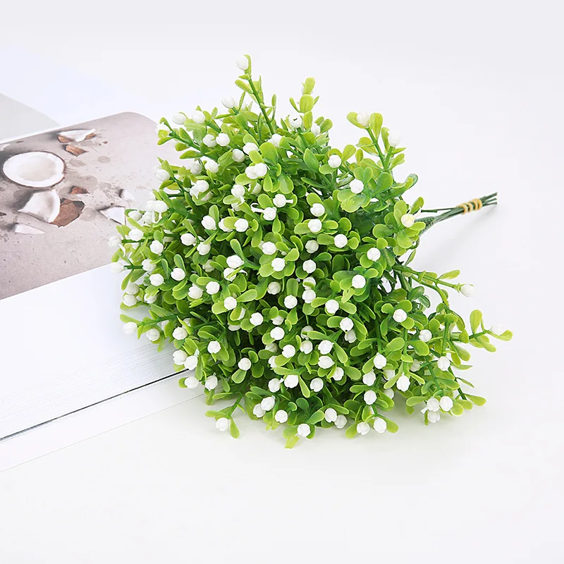 

10pc Milan Artificial Flower Wedding Home Decor Fake Outdoor UV Resistant Plants Faux Plastic Greenery Shrubs Indoor Outside