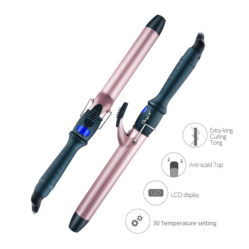 Modelador de Cabelo Ckeyin Cerâmica Elétrica Curling Ferro Lcd Digital Rápido Aquecimento Wand Waver Rolos Curl Cabelo Estilor 25-38mm 8 aquecimento rápido varinha de ondulação rolos curl hair styler