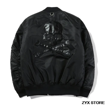 

2017 Best Version 1:1 Mastermind Japan MMJ Street Brand Dark Style Women Men Ma1 Bomber Jacket Coat Skull Embroider Men Jackets
