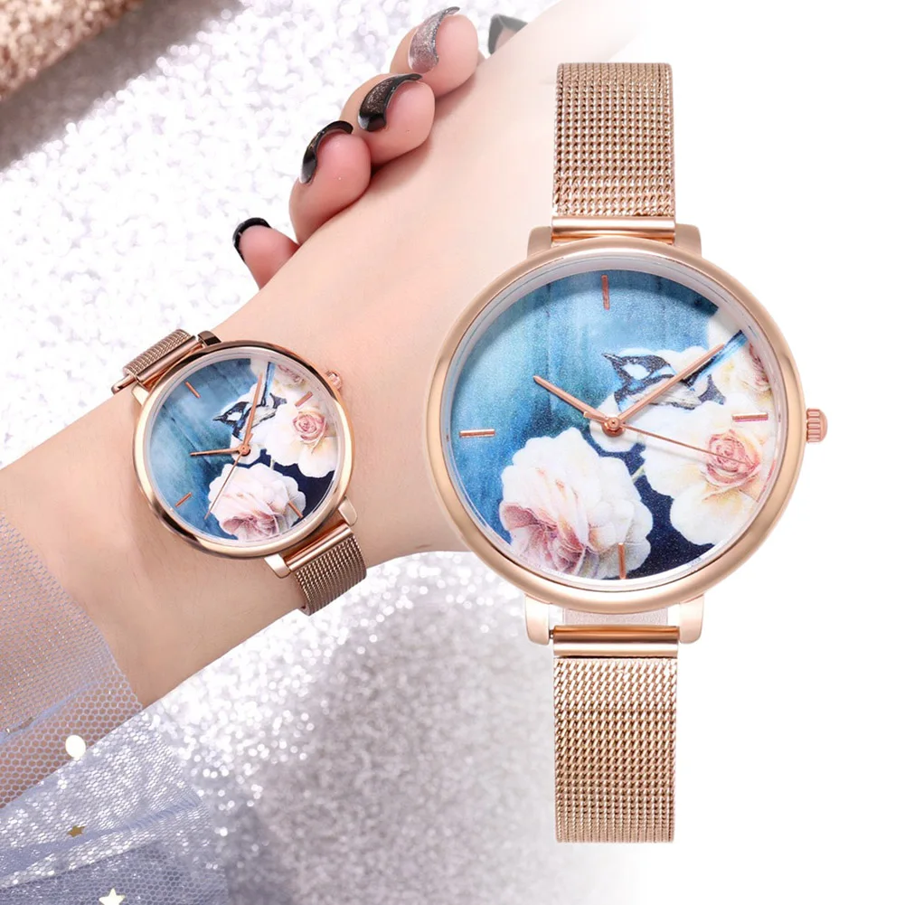 

Women Quartz Watch Casual Pastoral Style Wrist Watch With Alloy Mesh Band Round Dial Female Fashion Watches Dropship
