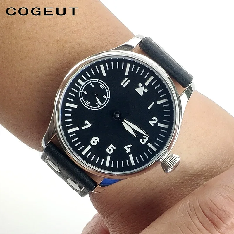 

Men mechanical watch pilot Seagull st3600 6497 sapphire Corgeut vintage flieger military wristwatch 17 jewels handwind male 44mm
