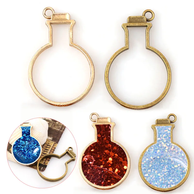 New-Vintage-Flask-Antique-Bronze-Rose-Gold-Metal-Hollow-Frame-Connector-Charms-Pendant-DIY-Jewelry-Findings