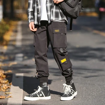 

2020 spring new high-quality trendy men's casual pants large size multi-pocket beam pants pants boys hip-hop hip-hop pants