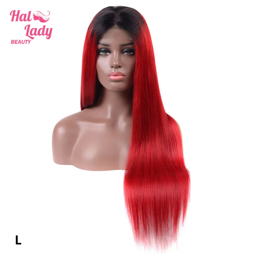 Halo Lady Beauty 13x4 T1B/99J 1B/27 красные укорененные кружевные передние парики бразильские