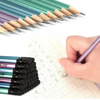 

Writing Pencil Triangular Pencil Wooden Rod Pencil 19 Cm Rubber Head Calligraphy Supplies Painting HB Colourful Examination