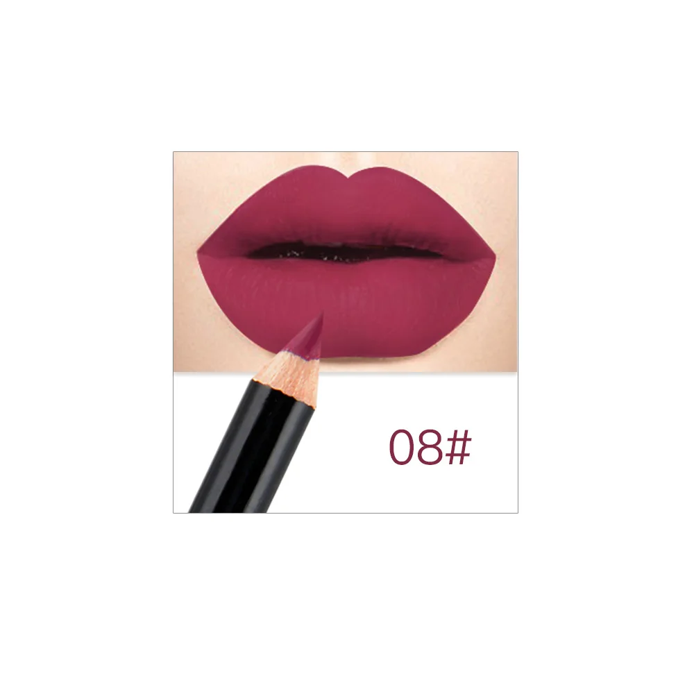 12 Colors Hot Matte Lip Liner lipstick Pen Long Lasting Lipliner Pigments Waterproof no blooming Smooth Makeup карандаш для губ - Цвет: 06