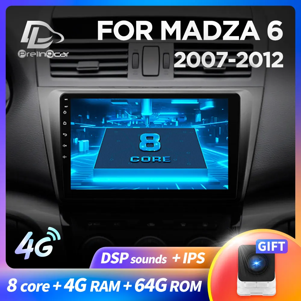 Prelingcar для Mazda 6 II Ultra 2007 08 09 10 1112 автомобильный Радио Мультимедиа Видео Стерео Плеер навигация gps Android 9,0 приборная панель