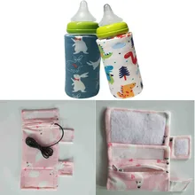 Мультяшный принт, детская бутылочка, изоляционная крышка, постоянная температура, нагрев, USB, Портативная сумка, толстая, теплая, универсальная, нижняя, обернутая