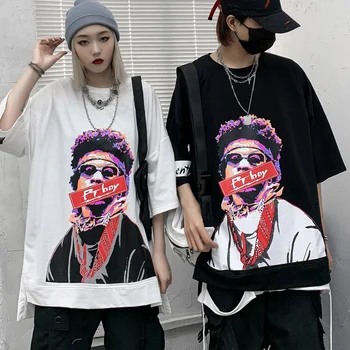 

Cotton 2020 Summer Harajuku T Shirts Hiphop Styles Streetwear Top Tees Women Causal Short Sleeve Graphic Printed T Shirt