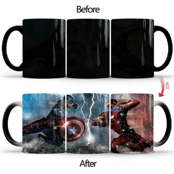 

Color-changing Mug Ceramic Thermal Coffee Cup Captain America Marvel Iron Man Tazas De Ceramica Creativas