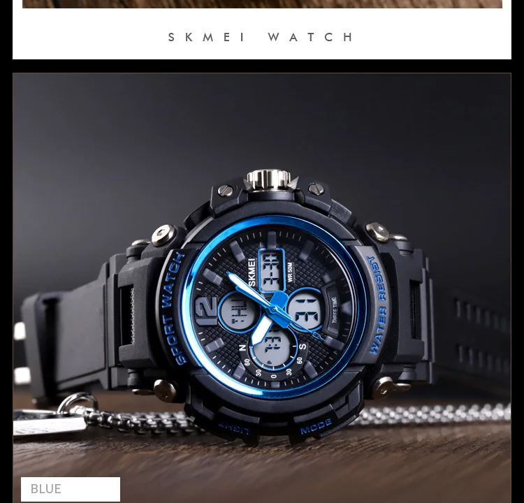 SKMEI Мужские Цифровые часы с двойным дисплеем кварцевые часы Chrono спортивные часы 5 бар водонепроницаемые мужские наручные часы Relogio Masculino 1498
