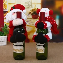 Год Рождество крышка бутылки вина колокольчик Санта Клаус кукла Декор на Рождество ужин вечеринка снеговик олень крышка бутылки декор кухни