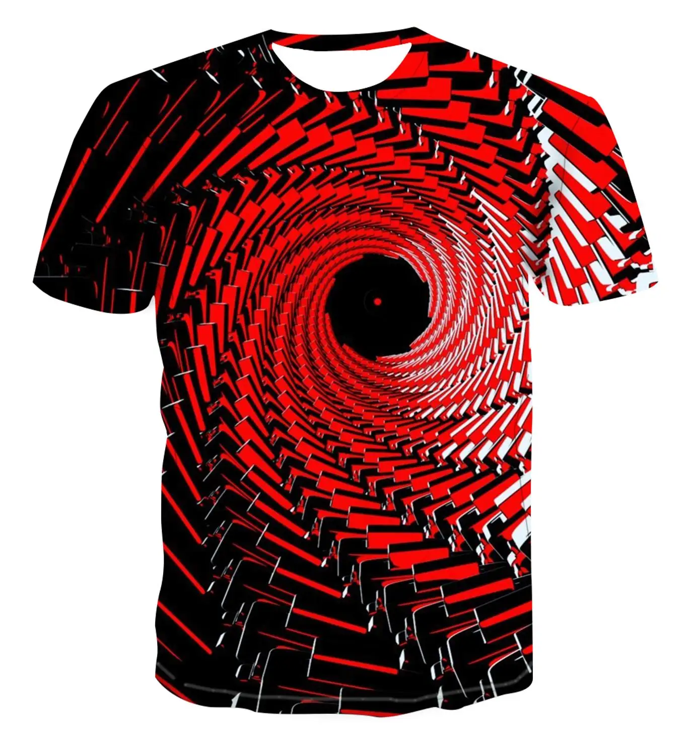 

New 3D dynamic picture men's printing geometric pattern summer T-shirt breathable top color dizzy T-shirt trend couple s-6xl