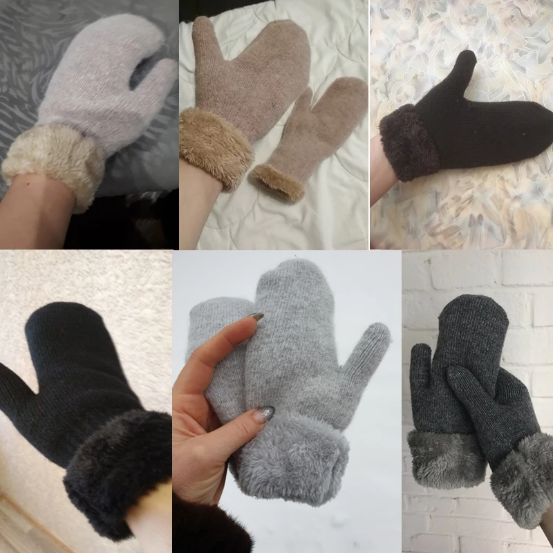 LJCUIYAO, женские зимние перчатки, шерсть, спандекс, красные перчатки, белые, утолщенные, теплые, шерсть, кашемир, одноцветные, перчатки для мужчин, полный палец, высокое качество