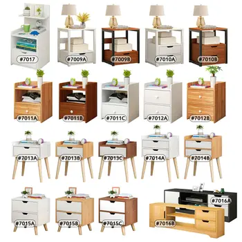 US 1/2 Drawers Simple Bedroom Storage Cabinet with Drawer Modern Wooden Nightstand Easy Assembly Bedside Table Handle Desk