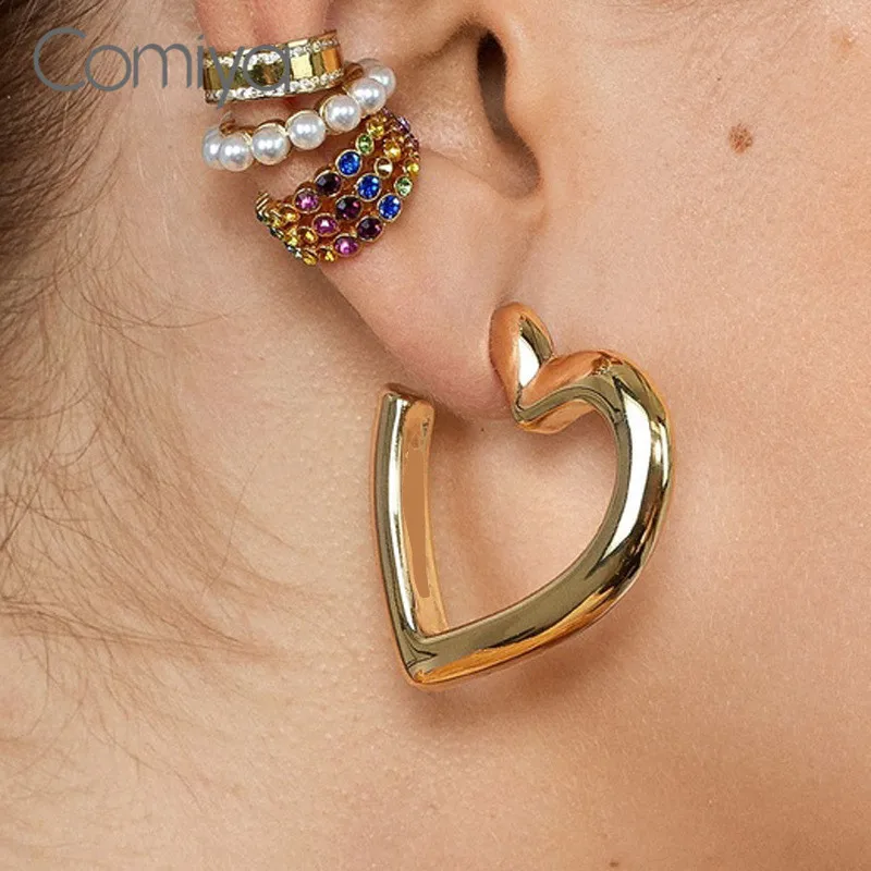 Comiya серьги-гвоздики в форме сердца модные золотые амулеты из цинкового сплава для женщин серьги букле D'oreille Feminino корейский Brincos