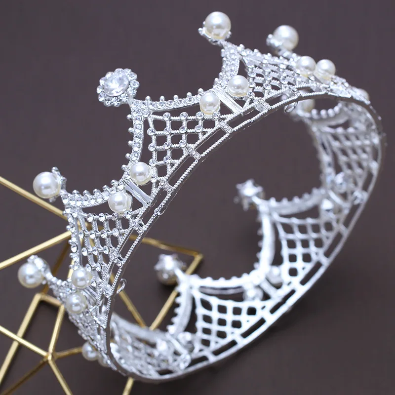 Европейский барокко Круглый тиара Crwon Rhinestone queen головной убор аксессуары для волос для свадьбы свадебный головной убор Женская одежда для волос подарки