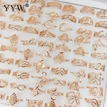 

100pcs/Box Ring Set Mixed Daisy Flower Crown Pink Wrapped Rings Original Women Rings Brand Jewelry Gift US Ring .5-10