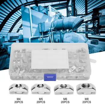 

80Pcs/Box T Slot Slider Nuts M4 M5 M6 M8 Hardware Fasteners For 4040 Aluminum Profiles