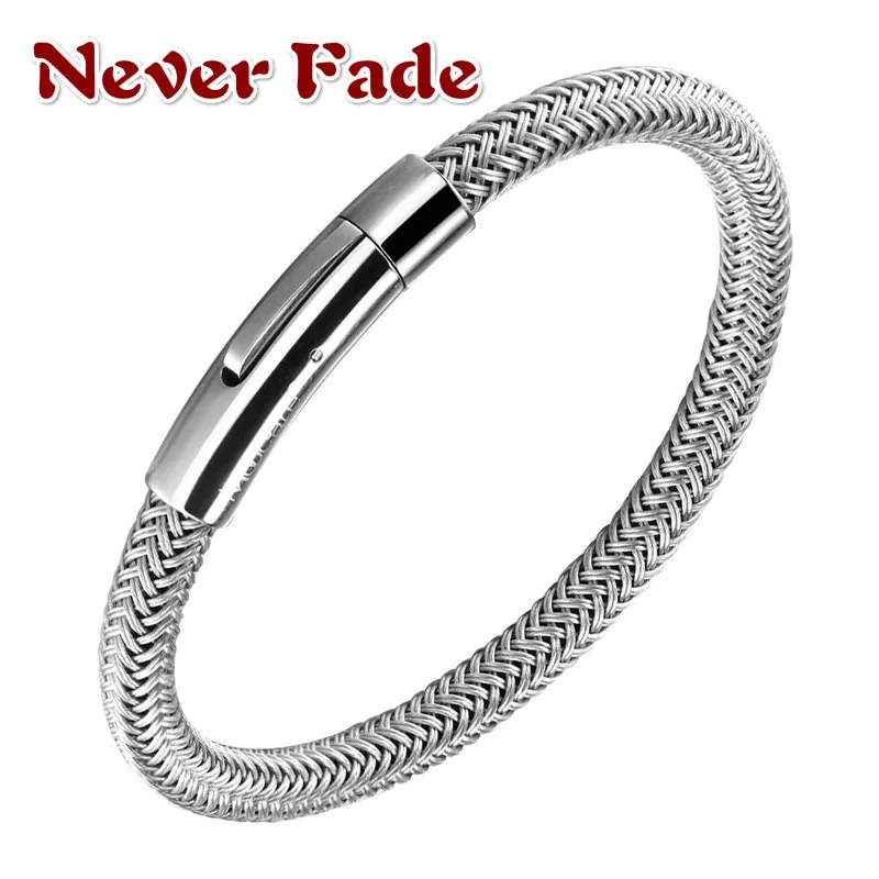 

316L никогда не выцветает мужские браслеты из натуральной кожи с проводом из нержавеющей стали C застежкой манжеты браслеты для мужчин и женщин браслеты