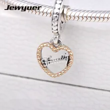 Очаровательные ювелирные изделия из стерлингового серебра 925 пробы с золотым сердцем и подвеской из бисера для женщин GD099