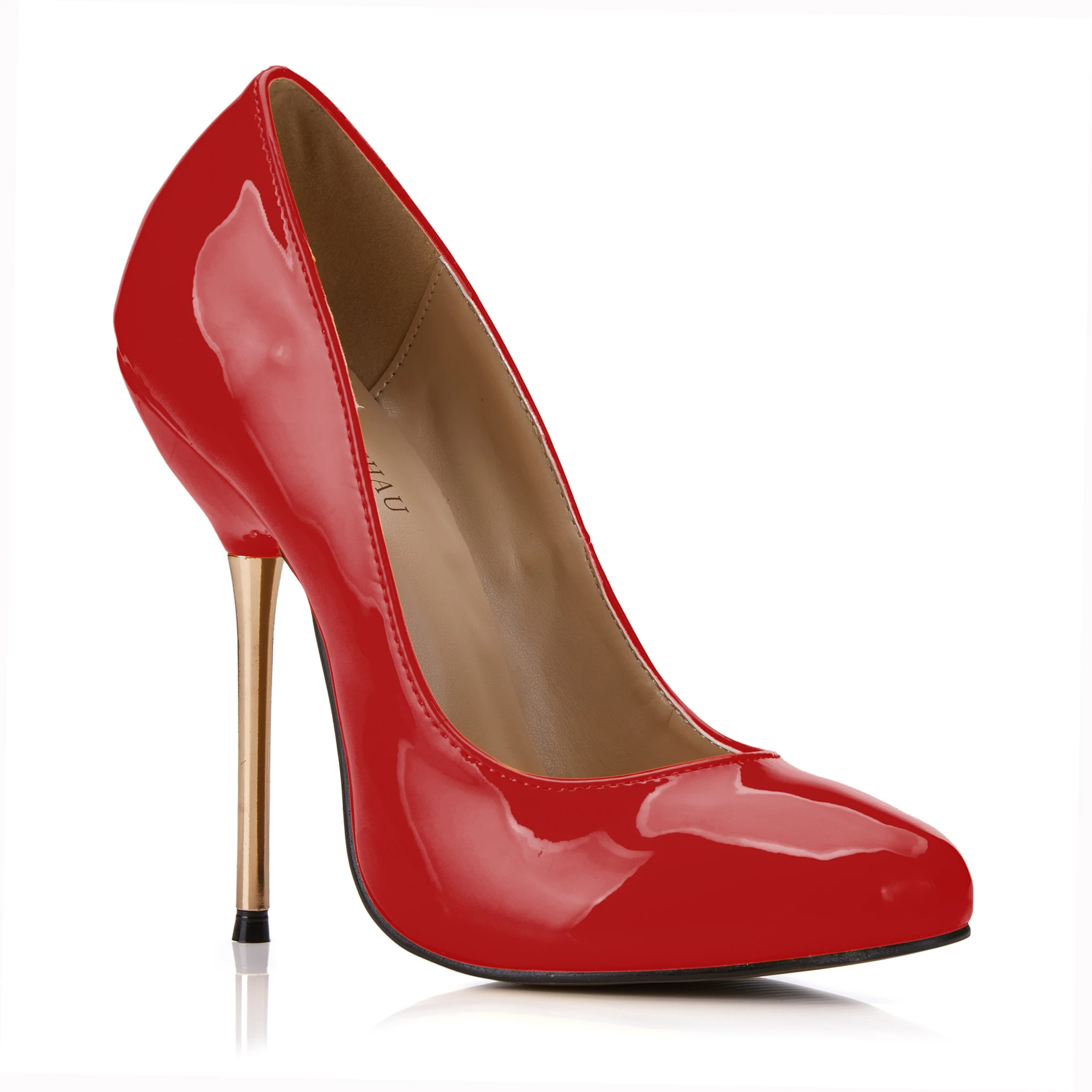 Пикантные вечерние женские туфли-лодочки на металлической шпильке; Zapatos Para Mujer Bombas de Tacon Alto de Aguja Vestido de Fiesta Moda YJ3845-b - Цвет: Red Patent