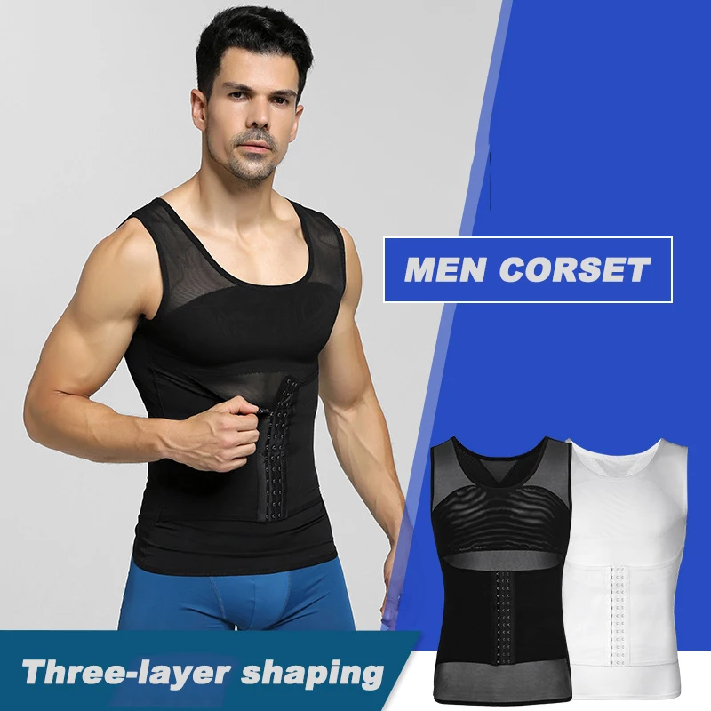 

2019 New Men Slimming Shaper Abdomen Girdle Corset Vest Seamless Breathable Tummy Control Male Tank Tops