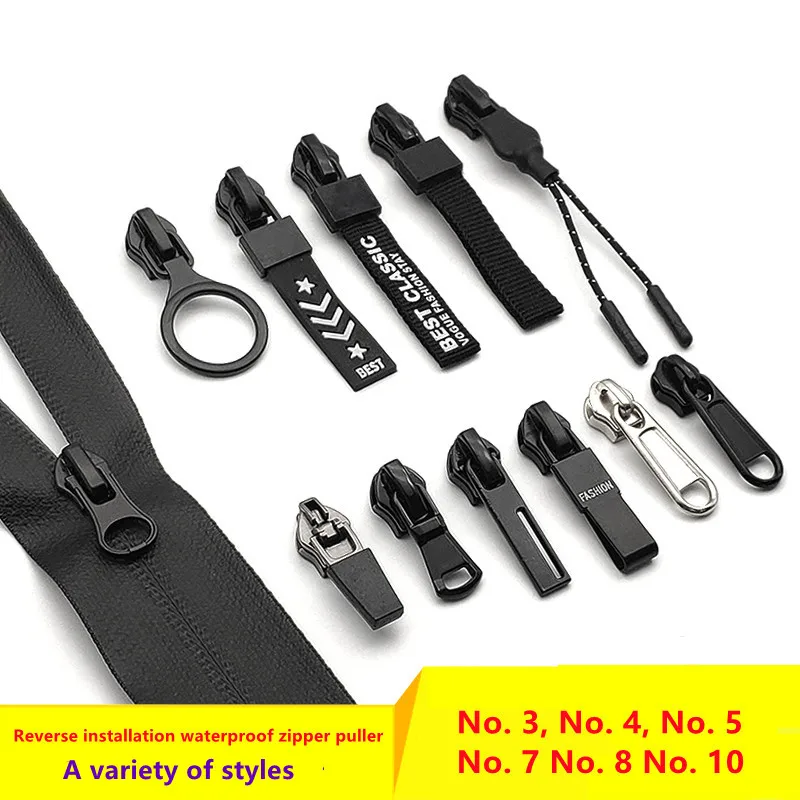 

Reverse-Mounted Waterproof Nylon Zipper Puller, Coat Bag, Camera Bag, Reverse Invisible Zipper Accessories, No. 3, 4, 5, 7, 8,