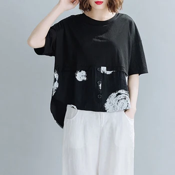 

Oladivi Plus Size Women Fashion Printed Patchwork Blouse Shirt 2020 Summer New Ladies Casual Loose Top Tee Tunic Blusas 2 Colors
