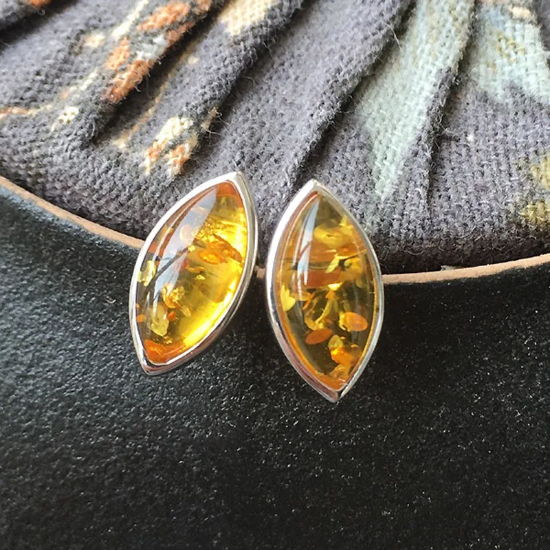 Yoowei новые женские янтарные серьги для подарка натуральные маленькие овальные серьги-гвоздики Прибалтики янтарные ювелирные изделия оптом ambar kehribar
