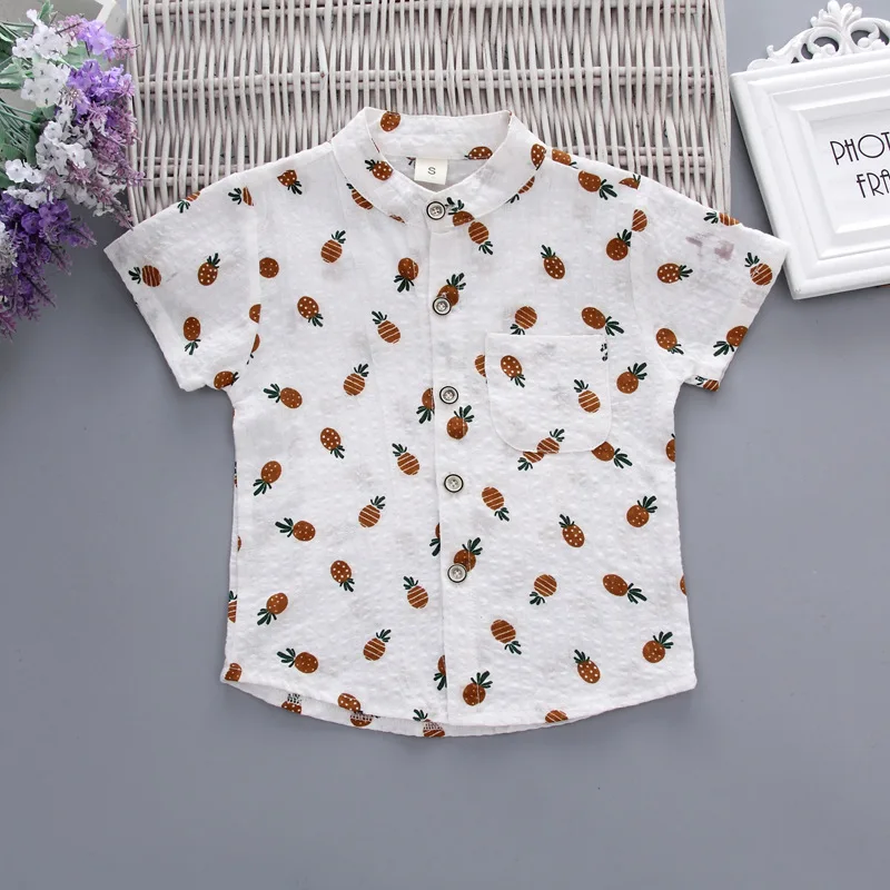 Summer Wear New Style Small CHILDREN'S Tops 0-4-Year-Old Baby Girls Casual out Clothes Printing Shirt for Boys Short Sleeve