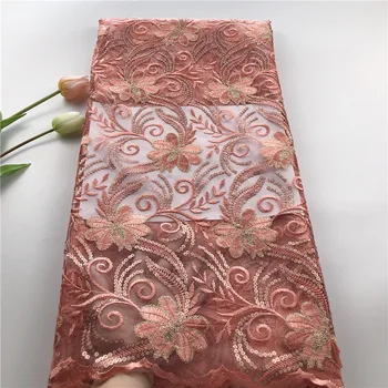 

2019 New style French tulle lace fabric African sequins lace fabric high quality African laces fabric for wedding dress hs82-419