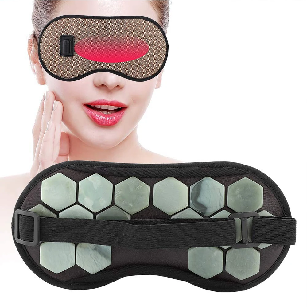 Tourmaline Therapy Heat Sleep Face Eye Mask for Dry Eyes Anti Stress Facial Relax Health Massager Natural Jade Sleep Mask