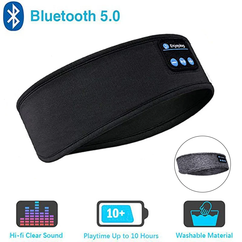 

Wireless Bluetooth 5.0 Turban Headset Wireless Music Sports Soft Headband Built-In Sleep Music Eye Mask for Workout Running Yoga