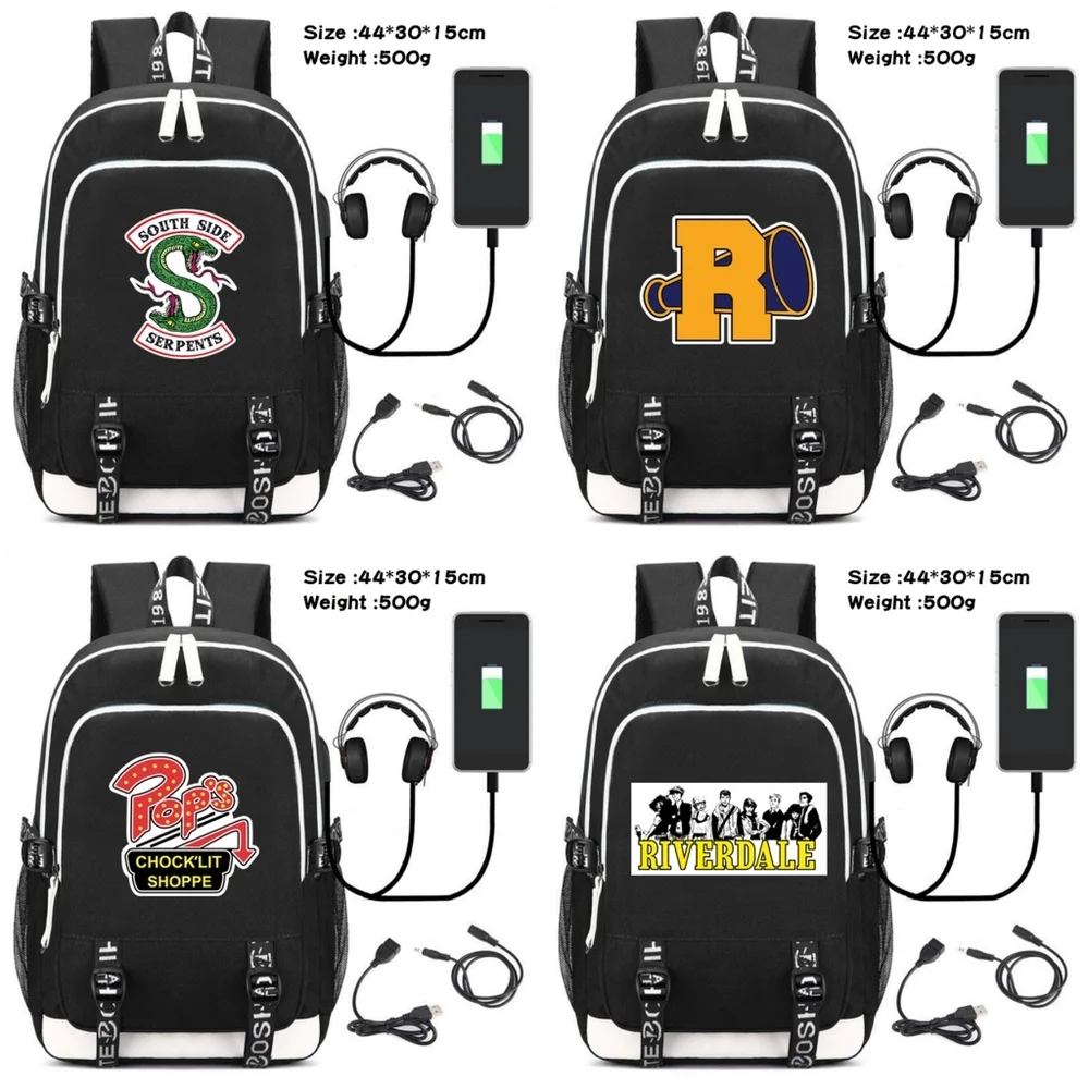 Riverdale Backpack with USB Charging Port teenagers Schoolbag Men Laptop Bags 